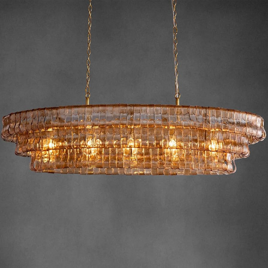 YIOSI Large Chandelier, 54" Gold Rectangular Drum Chandeliers for Dining Room, 5-Light Modern Rou... | Amazon (US)