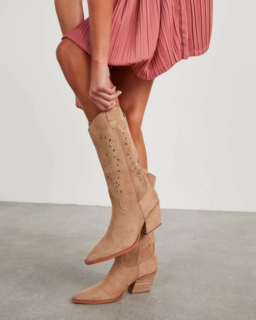 Arnell Laser Cut Western Boot - Beige | VICI Collection