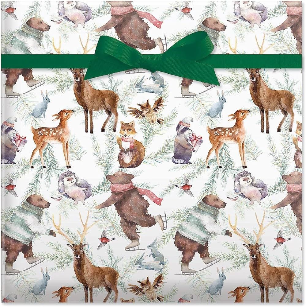 Current Forest Friends Christmas Rolled Wrapping Paper - Premium Jumbo 23-Inch x 32-Foot Gift Wra... | Amazon (US)