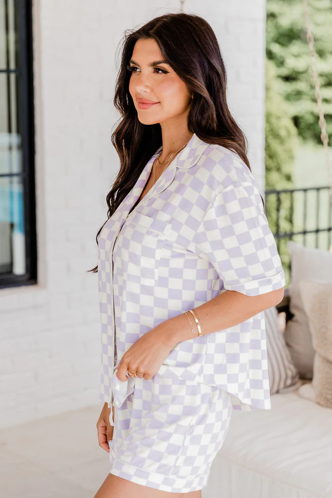 In Love With Me Purple Checkered Pajama Top | Pink Lily