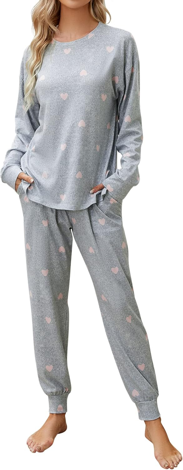 Blooming Jelly Womens Cute Pajama Sets Long Sleeve Heart Printed Lounge Set Pockets Two Piece Out... | Amazon (US)