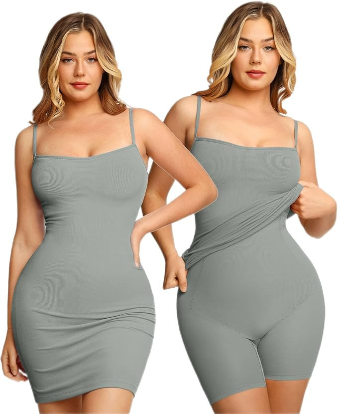 Popilush The Shapewear Dress Built-in Bra Adjustable Spaghetti Straps 2024 Summer Bodycon Sleevel... | Amazon (US)