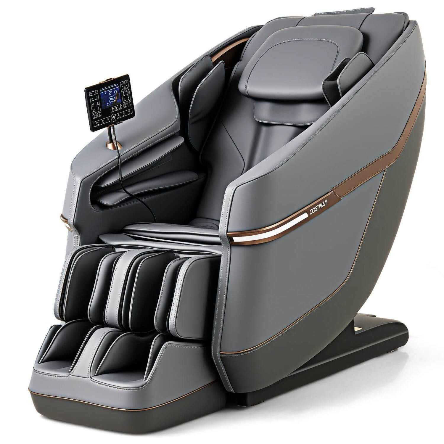 Costway - Full Body Zero Gravity Massage Chair with Airbags Waist Heater Foot Rollers - Gray | Best Buy U.S.