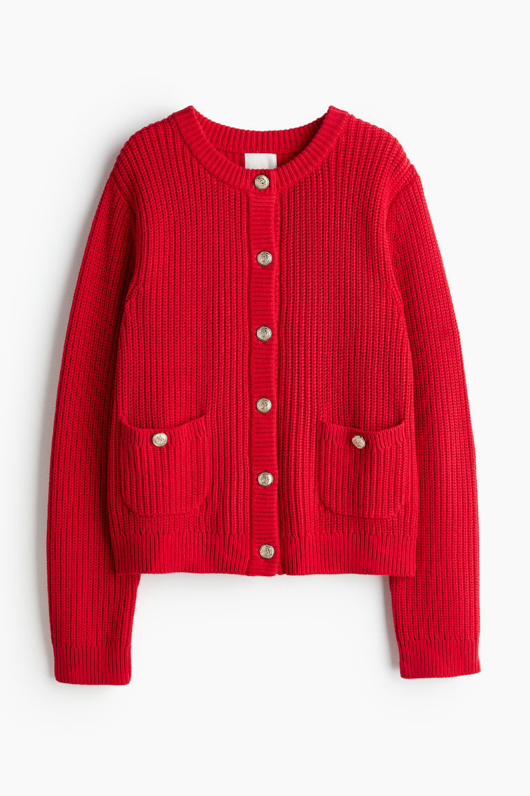 H & M - Rib-Knit Cardigan - Red | H&M (US + CA)