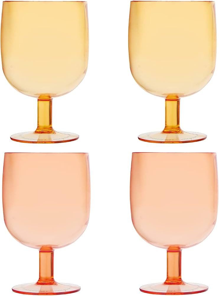 Slant Collections Set of 4 Stackable Wine Glasses, 8-Ounce, Pink/Orange | Amazon (US)