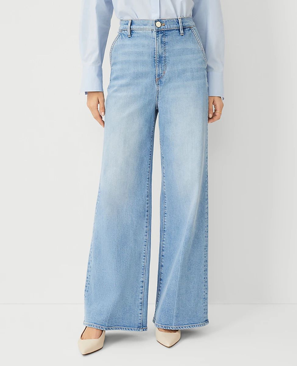 High Rise Trouser Jeans in Light Wash Indigo | Ann Taylor (US)