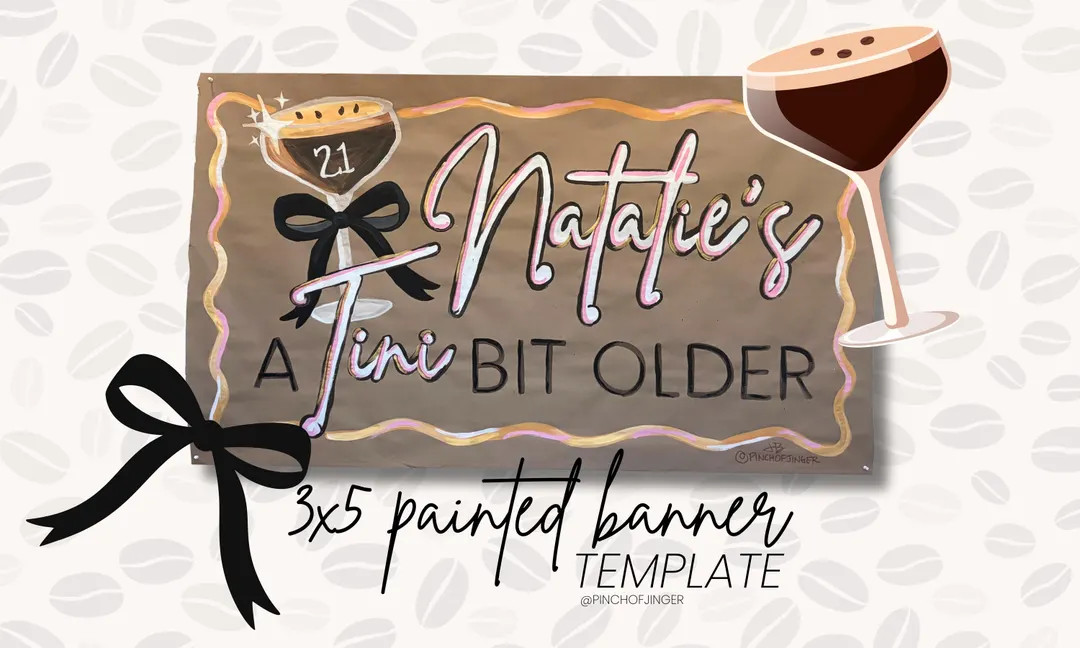 Paintable Birthday Banner Template – “A Tini Bit Older” - Etsy | Etsy (US)