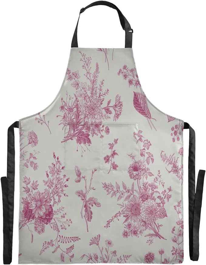 Kigai Toile Pattern Bib Aprons for Women Men | Chef, Kitchen Apron with Adjustable Neck and Large... | Amazon (US)