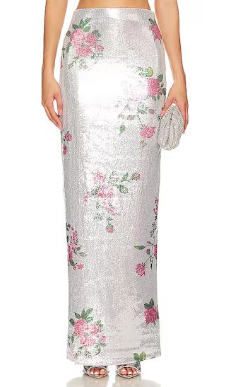 Pia Maxi Skirt in Silver Floral | Revolve Clothing (Global)