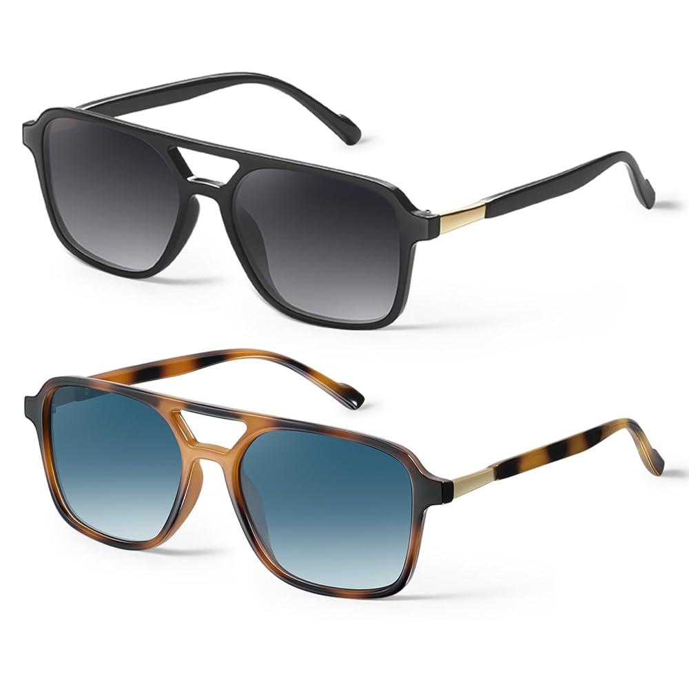 GRFISIA Retro Aviator Sunglasses for Women Men Square Frame Rectangle Trendy Sun Glasses | Amazon (US)