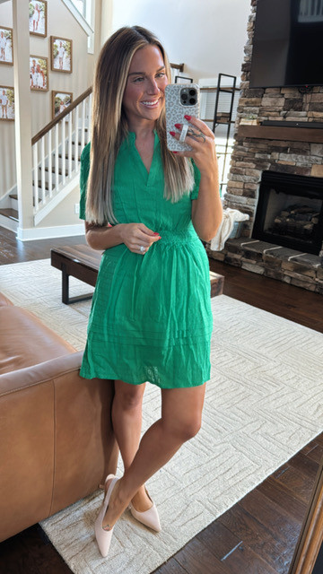 This green is GORGEOUS and trending this Spring! I love that it's conservative but flattering. I paired with kitten heels for a modest Easter look. Easter outfit inspiration, Spring outfit inspiration, Sunday church outfit 

 #LTKSpringSale #LTKSeasonal #LTKFindsUnder100