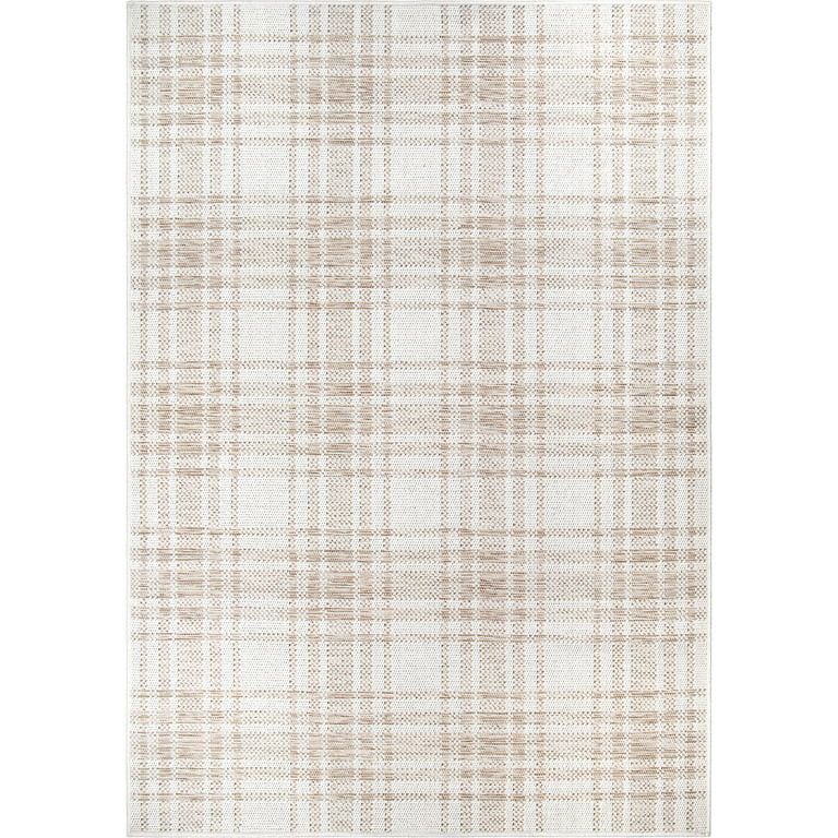 My Texas House Hampshire Plaid Reversible Indoor/ Outdoor Area Rug, Natural Driftwood, 9' x 12' | Walmart (US)