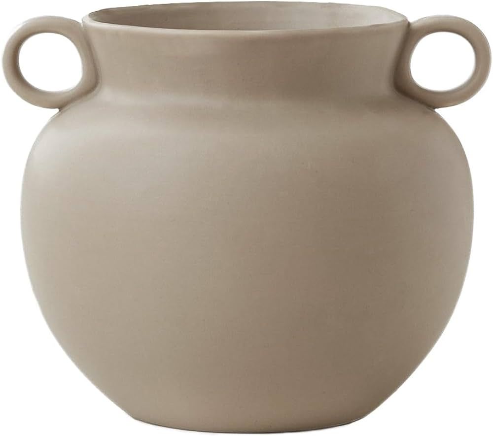 Round-Shape with Ear Wide Mouth Vase, Honey Pot-Shaped Decorative Plant Pot, No Drainage Hole, Co... | Amazon (US)