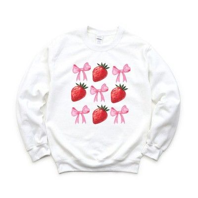 Simply Sage Market Women's Graphic Sweatshirt Strawberry Coquette Bow Chart | Target