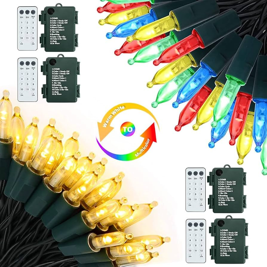 Battery Christmas Lights 4 Pack, 17ft 50 LED Dual Color Changing Mini String Light with 3 Auto-Ti... | Amazon (US)