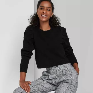 Women's Puff Sleeve Crewneck Pullover Sweater - Wild Fable™ | Target