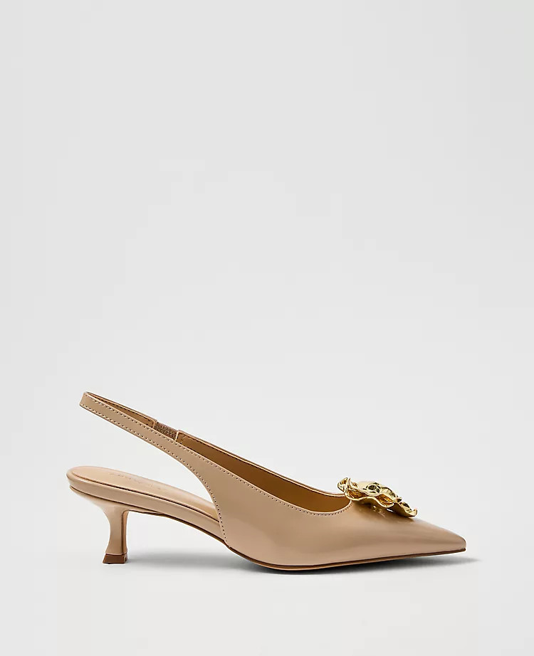 Flower Leather Slingback Pump | Ann Taylor