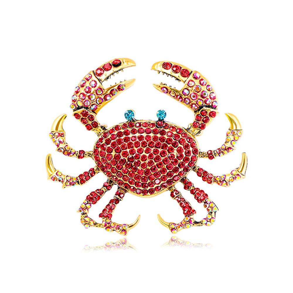 Rhinestone Crab Brooch Pin for Women Girls Gold Plated Fashion Crystal Marine Animal Brooches Lap... | Amazon (US)