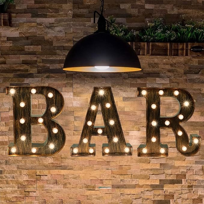 Light Up Bar Sign, Illuminated Marquee Bar Letter Signs for Home Decor, Battery Powered Vintage B... | Amazon (US)