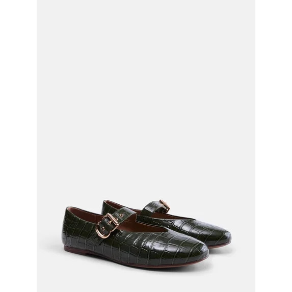 Free Assembly Women's Croco Mary Jane Flats | Walmart (US)