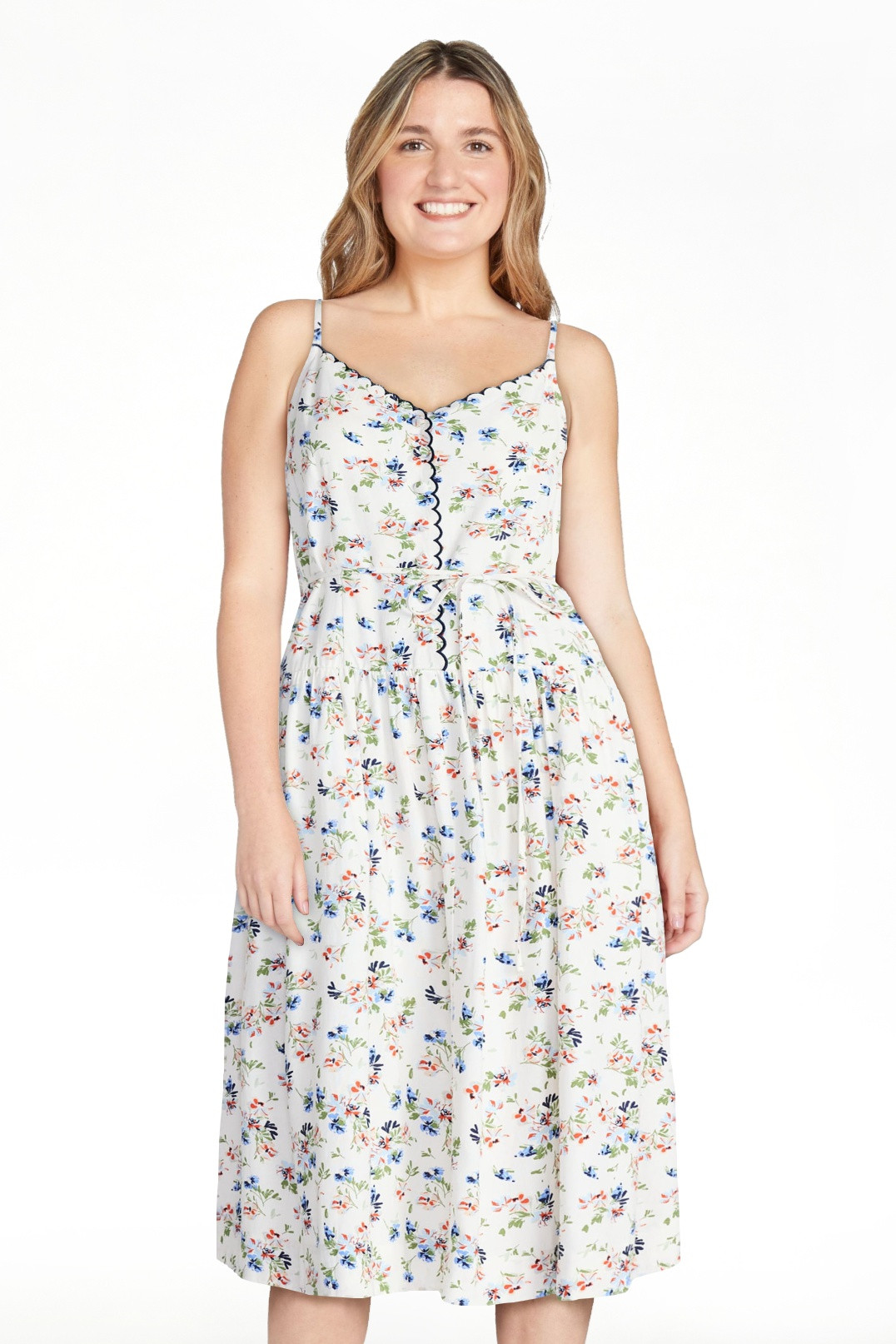 Free Assembly Women's Linen Blend Sleeveless Belted Midi Dress, Sizes XS-XXL | Walmart (US)