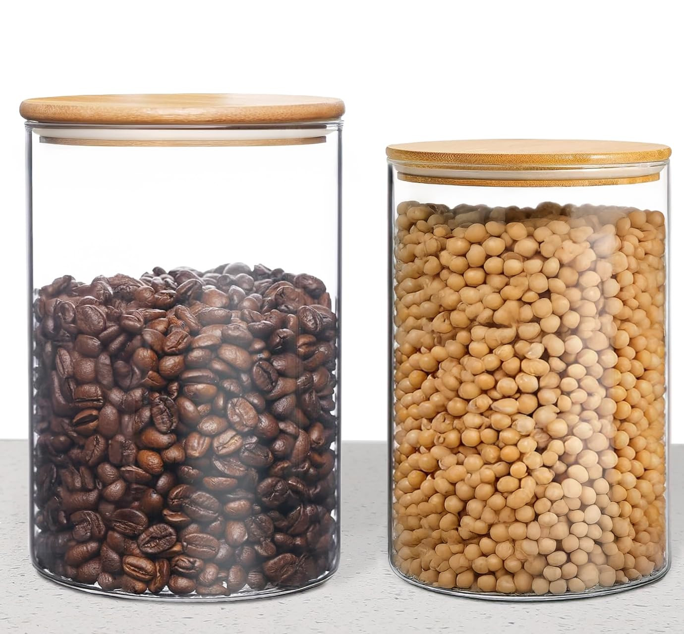 33+17 oz Glass Food Storage Jars with Airtight Lids, Clear Glass Jar with Bamboo Lid, Airtight Fo... | Amazon (US)
