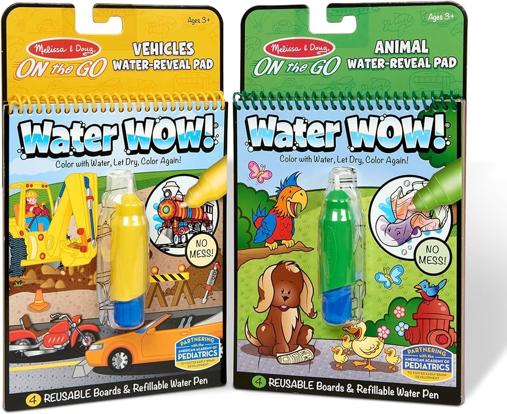 Melissa & Doug On the Go Water Wow! Reusable Water-Reveal Activity Pads, 2-pk, Vehicles, Animals ... | Amazon (US)