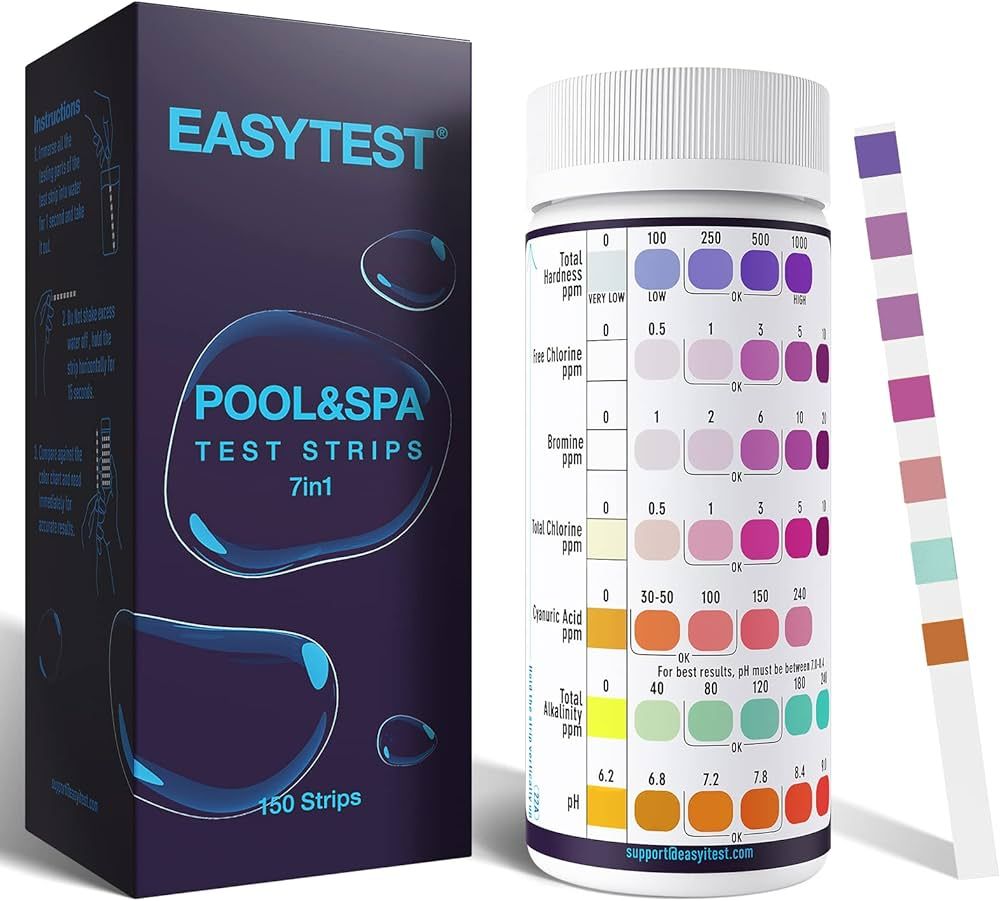EASYTEST 7-Way Pool Test Strips, 150 Strips Water Chemical Testing for Hot tub and Spa, Accurate ... | Amazon (US)