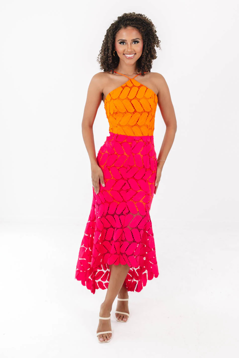 Sweet Escape Midi Dress - Pink/Orange | The Impeccable Pig