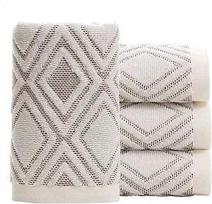 Amazon.com: Pidada Hand Towels Set of 4 Diamond Pattern 100% Cotton Decorative Towel for Bathroom... | Amazon (US)