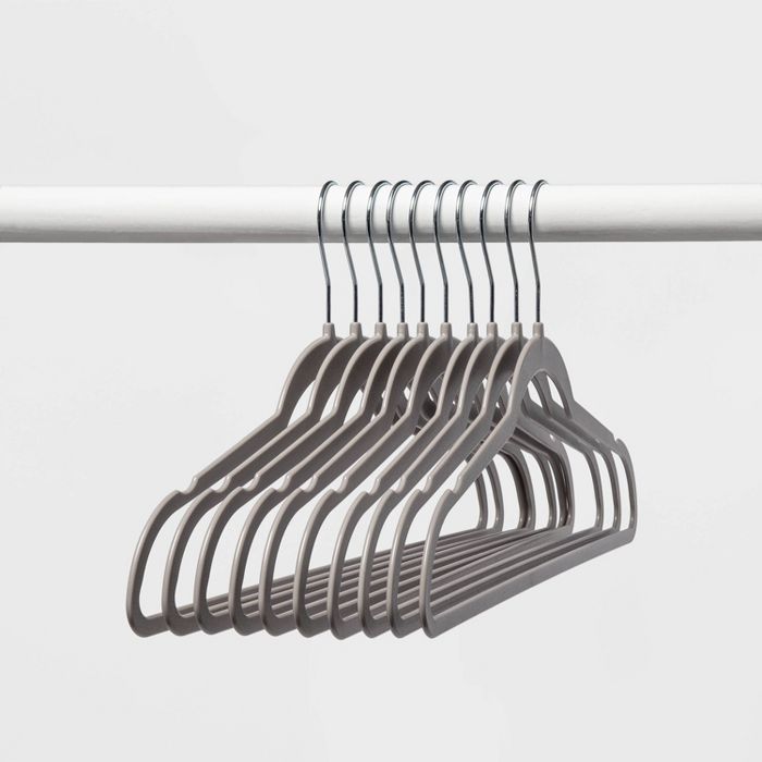 10pk Thin Plastic Hangers Gray - Room Essentials&#8482; | Target