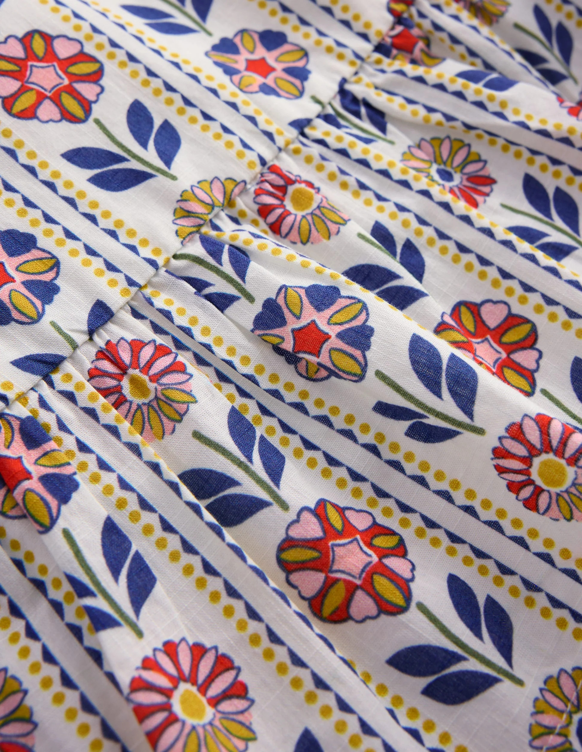 Peplum Woven Top-Ivory Floral Stripe | Boden (US)