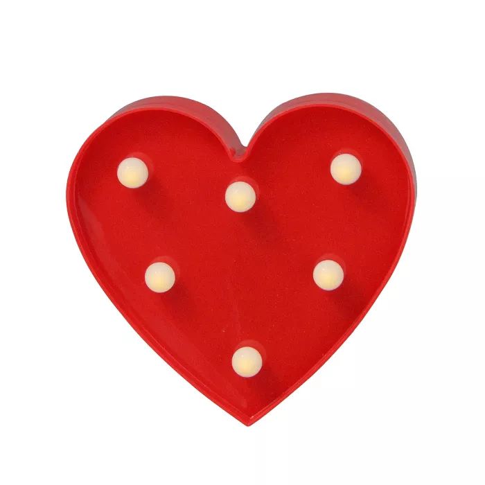 Northlight 6" Battery Operated LED Lighted Valentine's Day Heart Marquee Sign - Red | Target