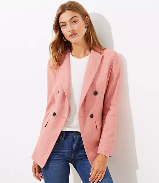 LOFT Melange Double Breasted Blazer | LOFT