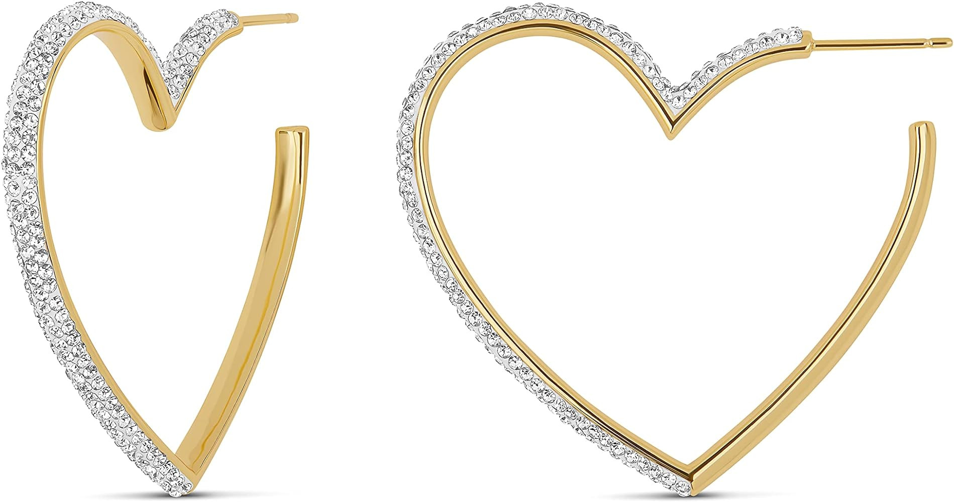 MILLA Heart Hoop Earrings - Silver & Gold Heart Earrings For Women, Ideal Gifts for Girlfriend or... | Amazon (US)