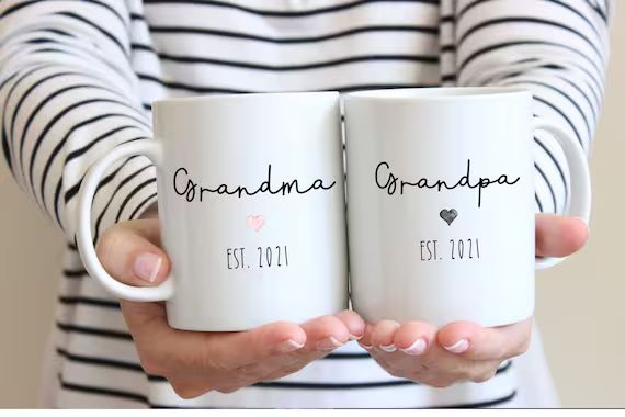 Grandma and Grandpa Coffee Mugs - Gift Ideas for Grandparents - Grandpa Gift - Grandma Gift - Pre... | Etsy (US)
