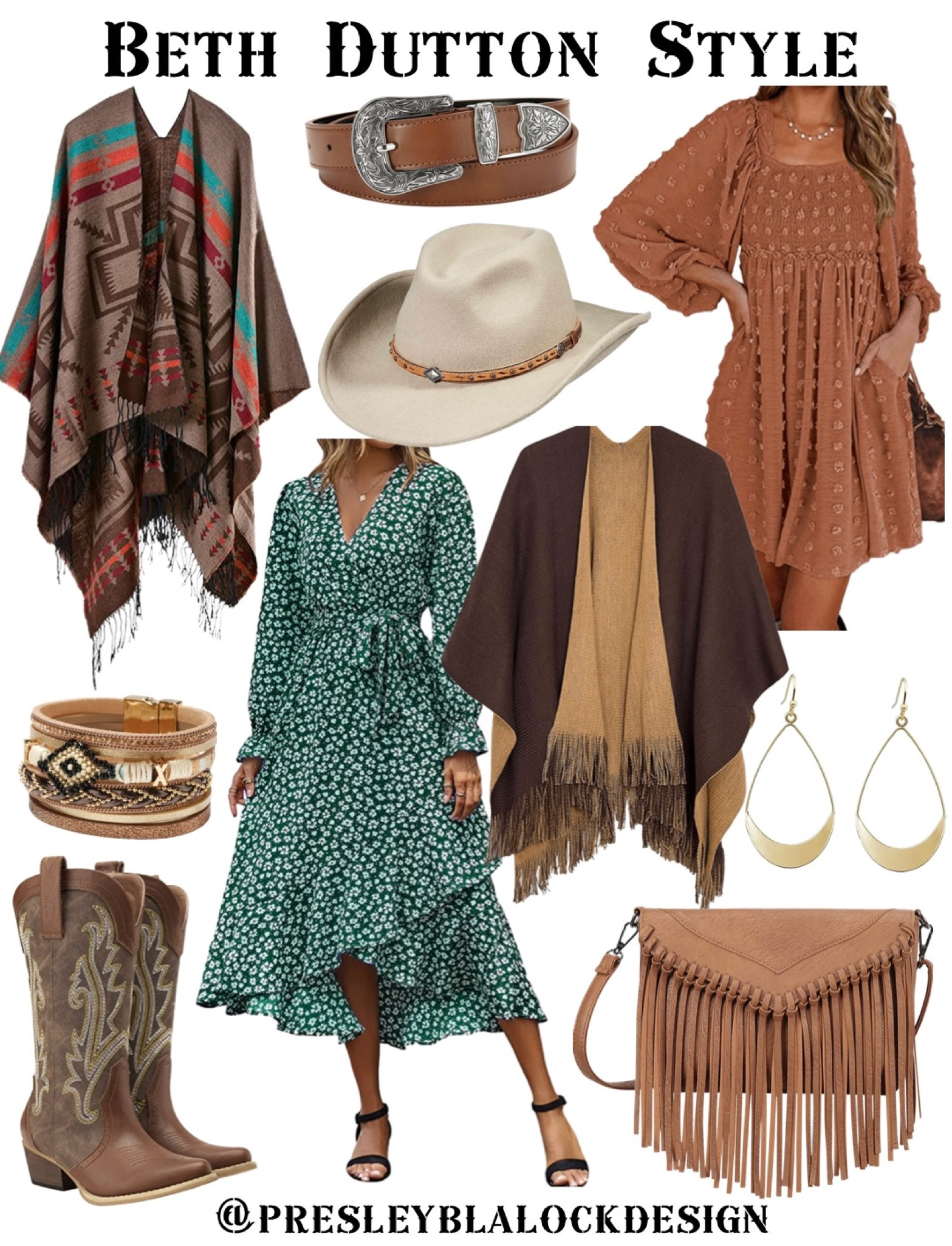 Western Style / Cowgirl Fashion / Western Fashion / Bohemian Fashion / Beth Dutton Style / Yellowstone Style / Beth Dutton Inspiration / Beth Dutton Dress / Floral Dress / Western Sweater / Western Outfit / Cowboy Boots / Womens Boots / Fringe Crossbody Purse / Leather Handbag / Western Poncho Sweater Cardigan / Boho Jewelry / Western Hat / Cowgirl Hat 

#LTKunder50 #LTKstyletip #LTKitbag