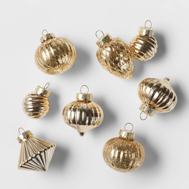 8ct Glass Christmas Tree Ornament Set Gold - Wondershop&#8482; | Target