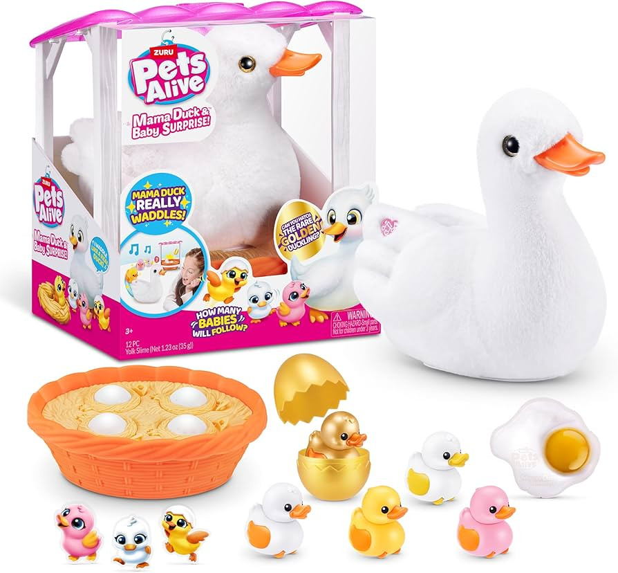 Pets Alive Mama Duck Surprise by ZURU, 4 Surprise Eggs, Baby Ducklings, 10+ Sounds, Walking Toy, ... | Amazon (US)