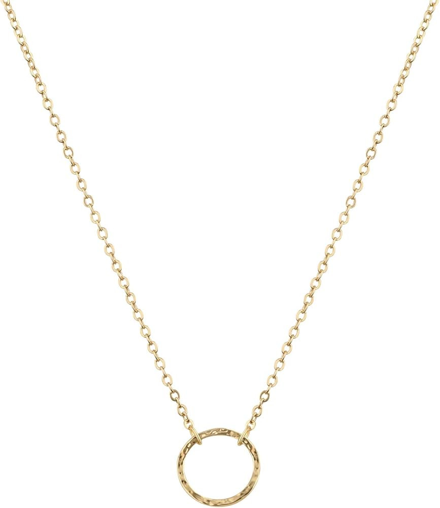 LOYATA Dainty Choker Necklace Small Choker Necklaces For Women Circle Pendant Necklace 14k Gold P... | Amazon (US)