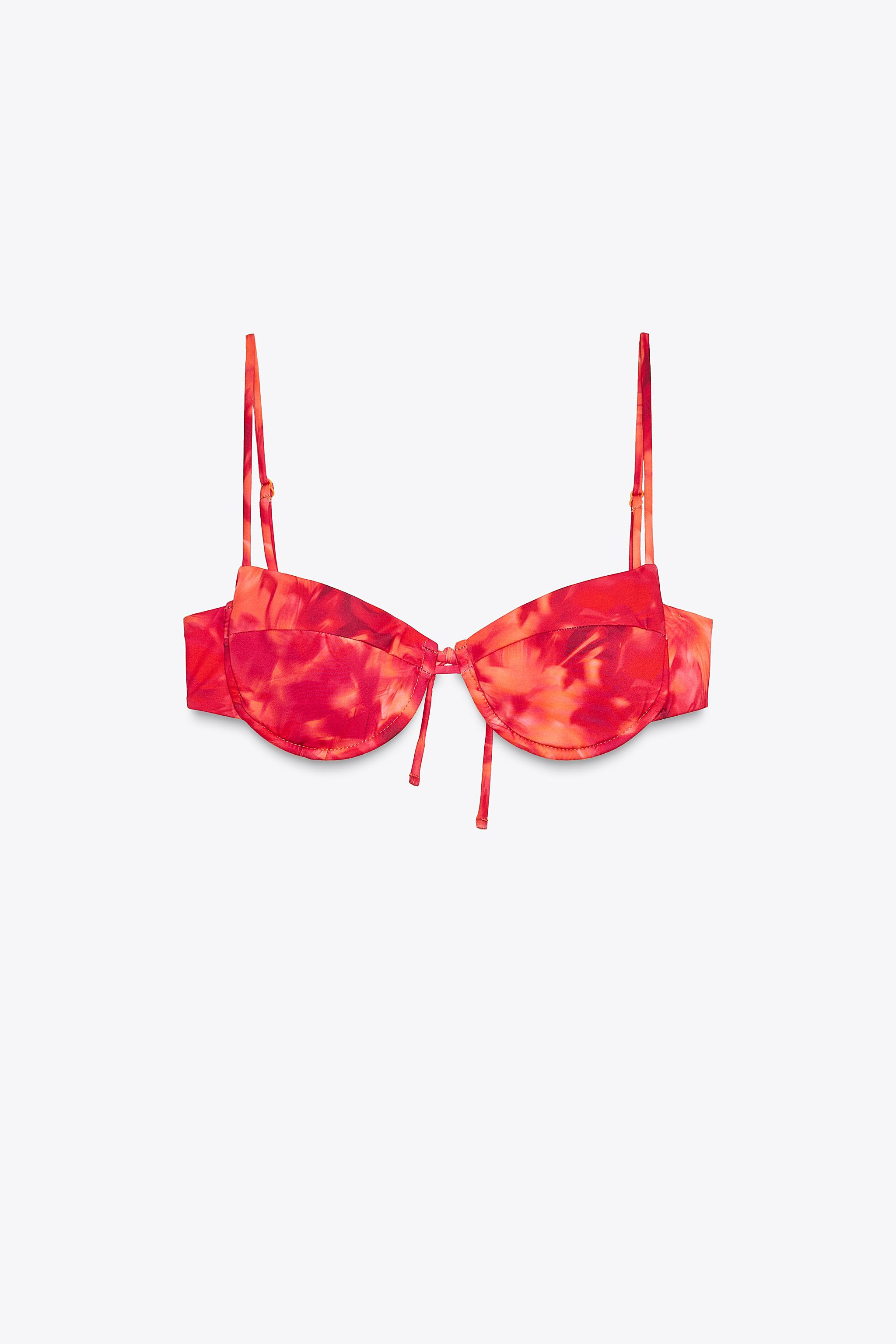 PRINTED UNDERWIRED BIKINI TOP | Zara UK