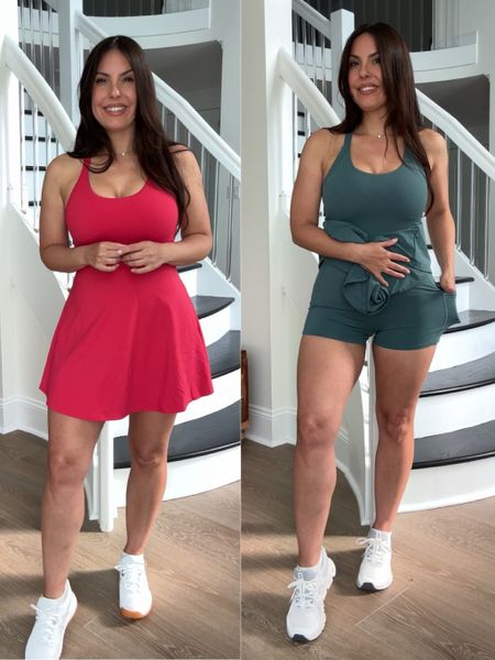 Cute athleisure dresses. This style is super cute and flattering. The only thing I don’t love about it is there’s not a ton of boob support. it does come with removable pads, shorts underneath, and pockets on each side for your tennis or pickleballs. 

#LTKfitness #LTKsalealert #LTKfindsunder50