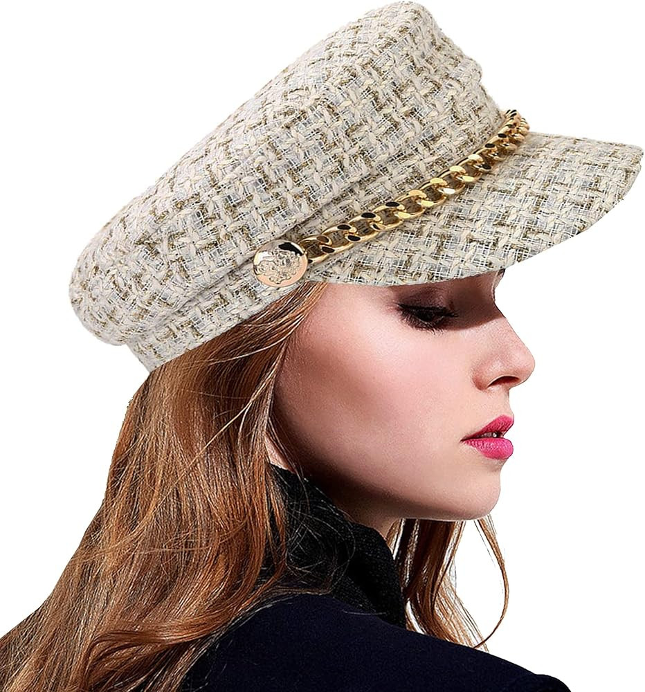 Women Tweed-Plaid-Newsboy Fiddler Cap Classic Cabbie-Berets Hat Winter Fashion Teens Adjustable 5... | Amazon (US)