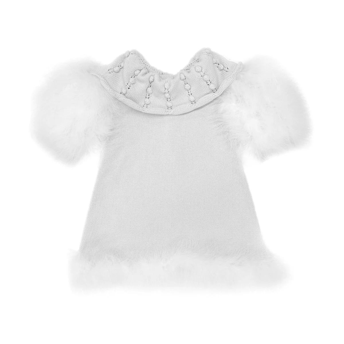 Ella Knit White Feather Dress | petite maison kids