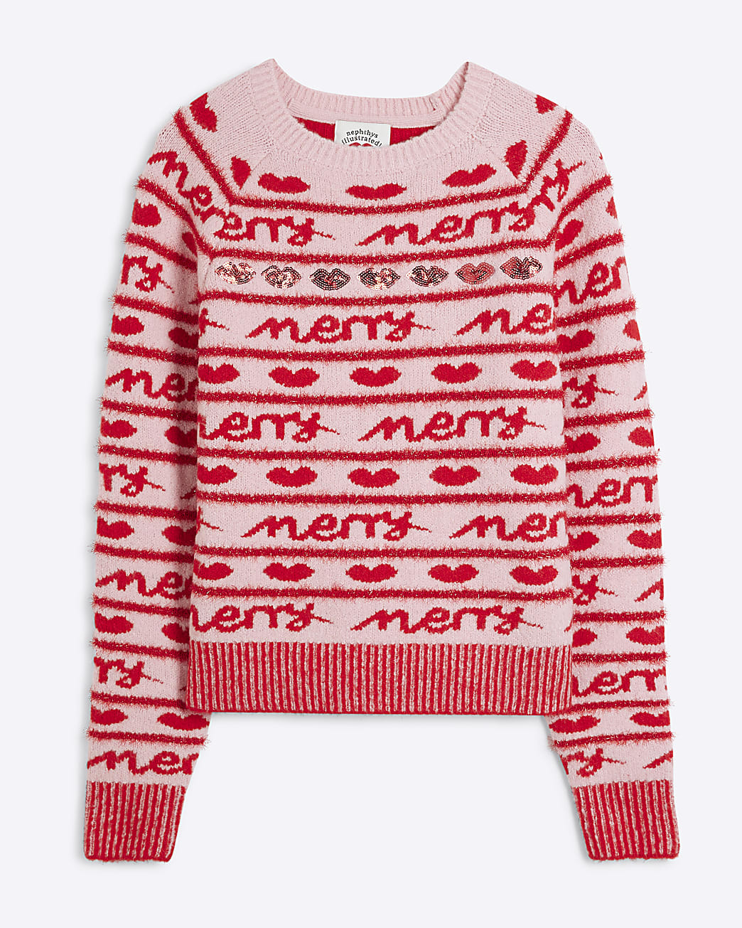 Pink Merry Christmas Jumper | River Island UK & IE