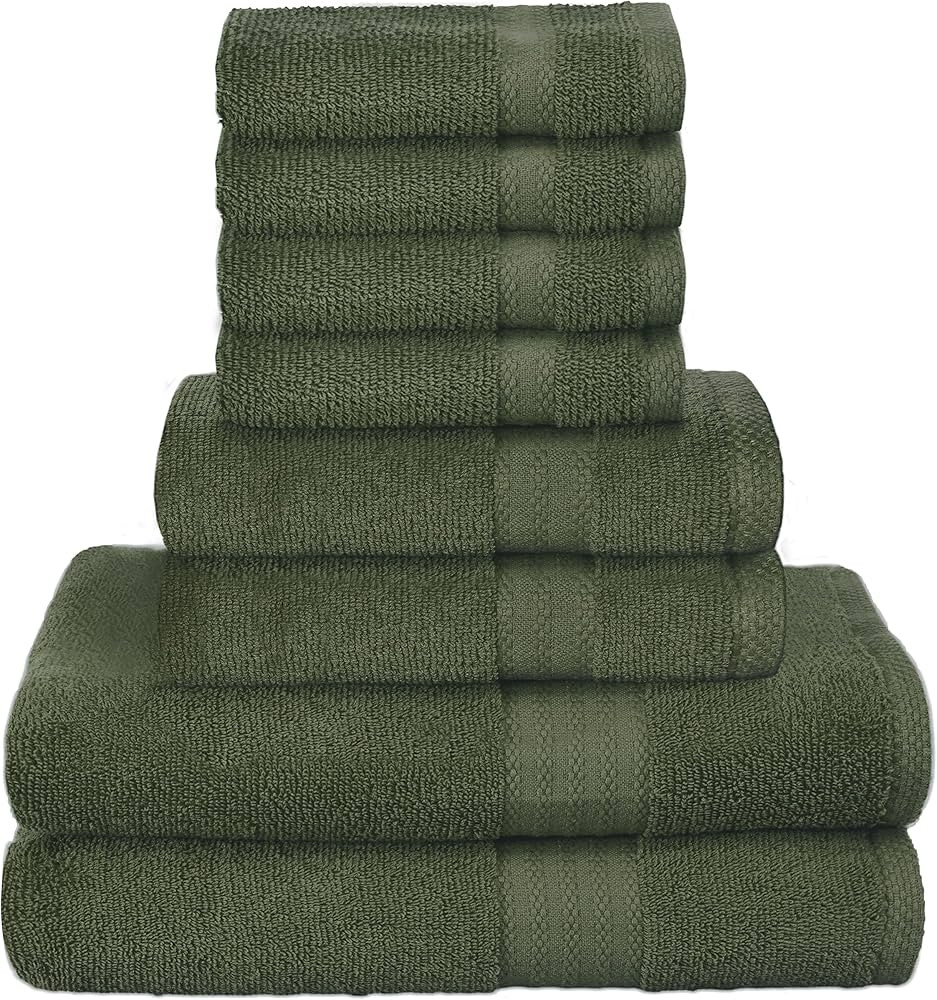 GLAMBURG Ultra Soft 8-Piece Towel Set - 100% Pure Ring spun Cotton, Contains 2 Oversized Bath Tow... | Amazon (US)