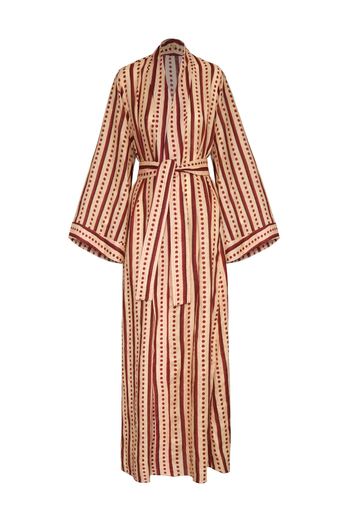 Rafaela Linen Kaftan in Red Stripes | Over The Moon