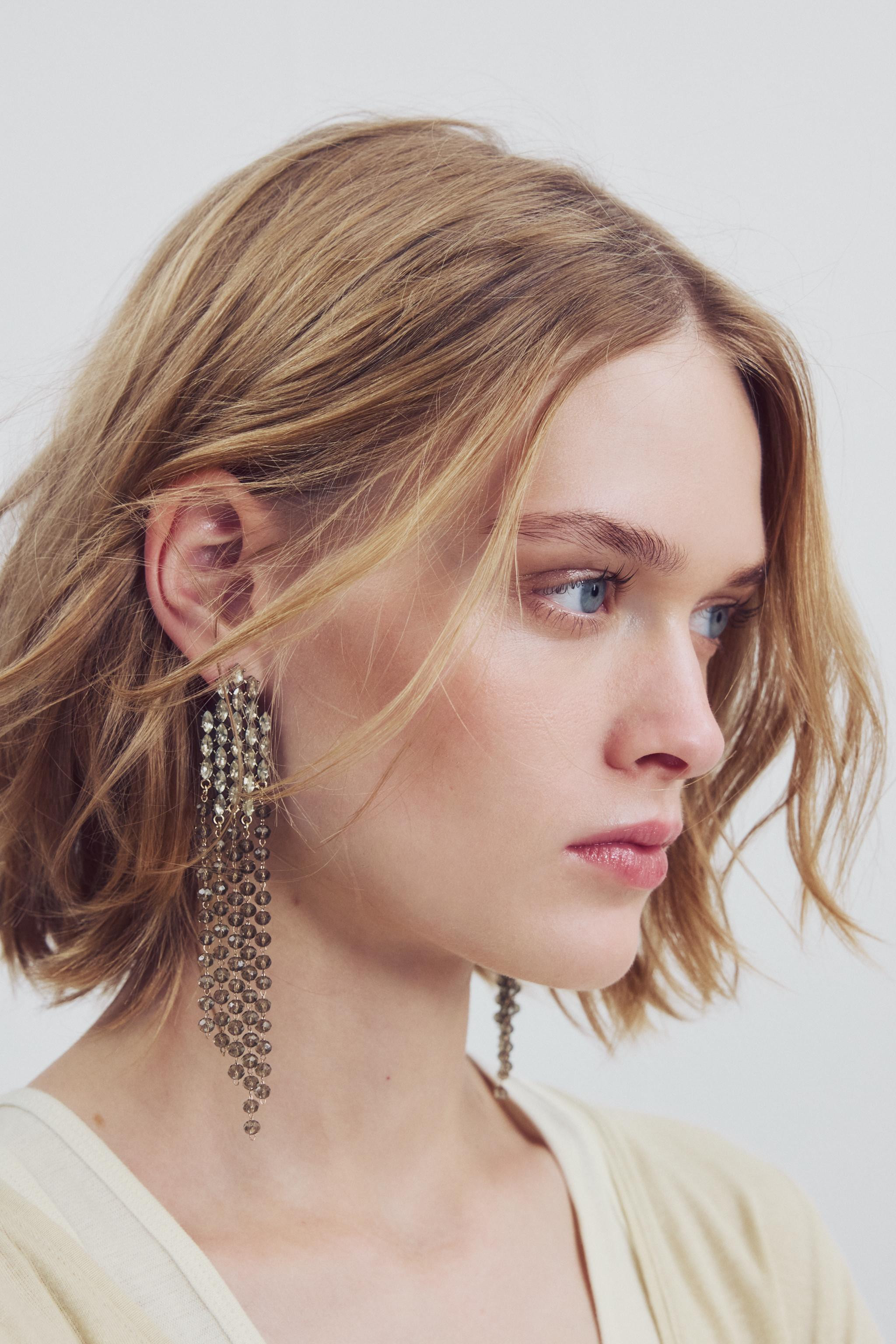 RHINESTONE FRINGE EARRINGS | Zara US