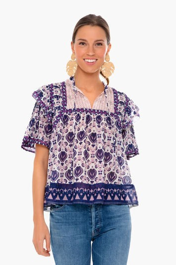 Violet Brigitte Border Pintuck Top | Tuckernuck (US)