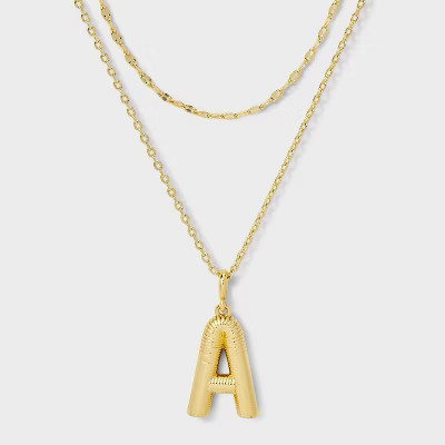 14K Gold Dipped Cubic Zirconia Duo Initial Multi-Strand Necklace - A New Day™ Gold | Target